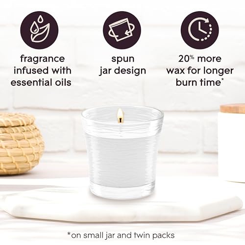 Glade 1-Wick Scented Candle Jar, Clean Linen, Air Freshener Infused with Essential Oils, 4.08 Oz, 2 Count