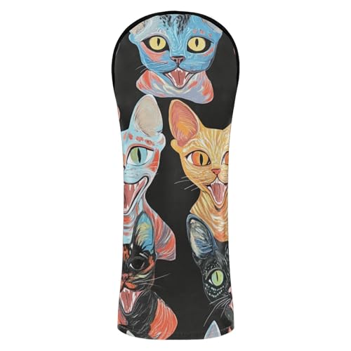 Aesthetic Devon Rex Cats Black Golf Head Covers Waterproof