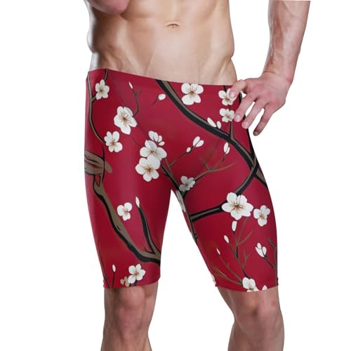 Plum Blossom Flowers Mens Swim Jammers Swimsuit XL B0402169