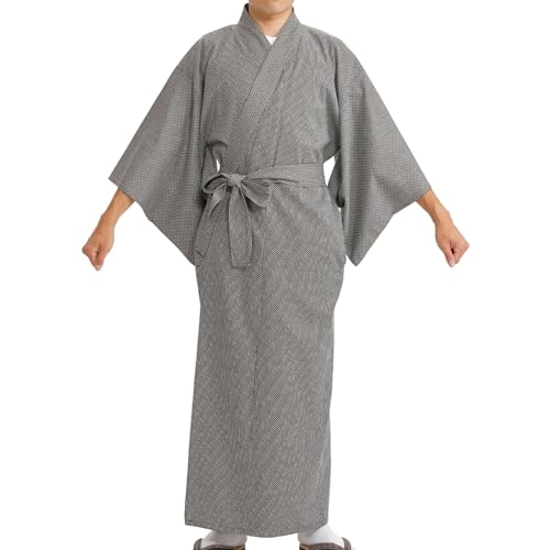 [Edoen] Japan YUKATA Kimono quilted Sashiko Men's Black M
