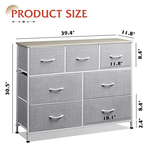 image for WLIVE 7 Drawer Dresser TV Stand, Entertainment Center, Media Console T