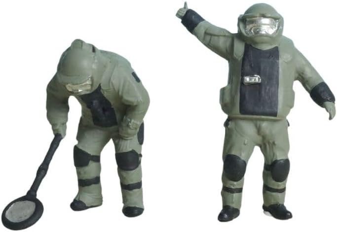 Bomb Disposal Police 2pcs, 1:64 Scale, Lnvestigation,Miniature People, Miniature Models, Suitable for DIY Landscapes, Creative Scenes, Matching and Macro Photography