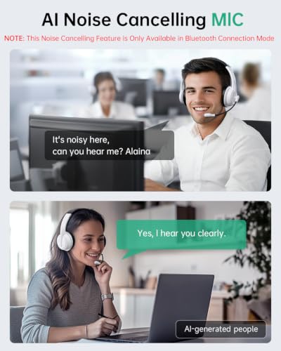 Image of AOC Wireless Headset with Mic for Work, AI Noise Cancelling, Bluetooth | AI Noise Cancelling Mic, Bluetooth 5.3, USB-A /C Dongle Included, Mic Mute, Compatible with PC, Laptop & iPhone