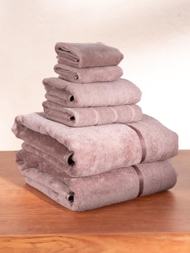 Image of DAMENSCH 100% Cotton Towels, Super Soft Towels Set, Ultra Absorbent Towel for Women, Quick Dry Face Towel for Men, Long Lasting Colours Bath, Hand and Face Towels-Dusty Pink II