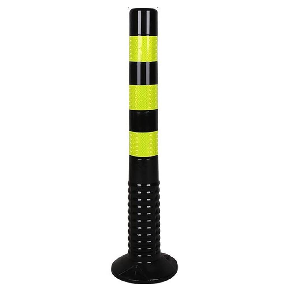 WDSOPK Safety Parking Post Bollards 75cm Traffic Safety Bollard Post, Parking Barrier Reflective Posts, Flexible PU Parking Barriers, Traffic Safety Visible Warning Sign（Black）