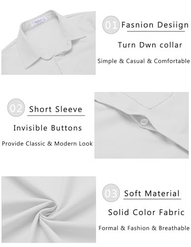 Image of Arshiner Boys Short Sleeve Dress Shirts Solid Button Down Shirts | formal Uniform School Shirt, for 4-12 Years, Hidden Buttons, with Chest Pocket, Regular Fit, Summer Tee top for Kids