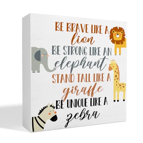 Image of Nursery Decor Nursery Bedroom Playroom Desk Decor for Girl Baby Boys Kids Childrens, Be Brave Like A Lion Wooden Box Sign