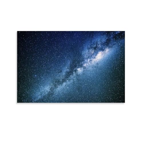 Poster galaxie bleue (1) - Décoration murale - Motif ciel étoilé cosmique - 30 x 45 cm
