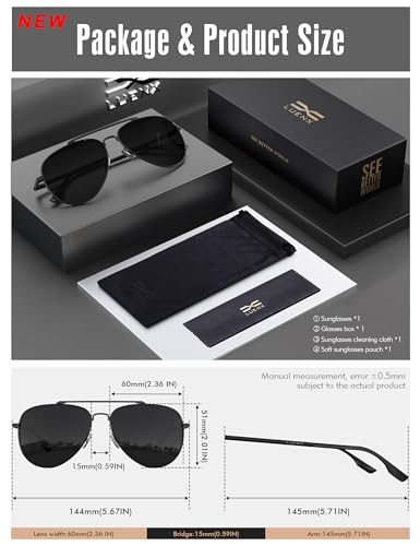 LUENX Aviator Sunglasses for Men Women Polarized Driving Classic Shades - UV 400 Protection with Accessories 60MM - Image 4