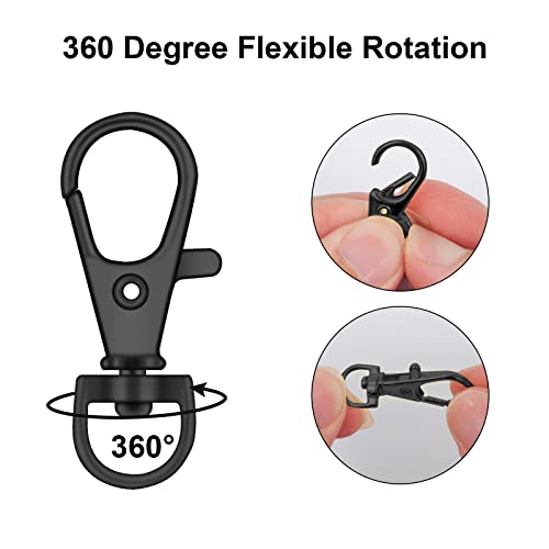 Image of 120PCS Premium Swivel Lanyard Snap Hook with Key Rings, Metal Keychain Hooks for Jewelry Making, Crafts (Gun Black)