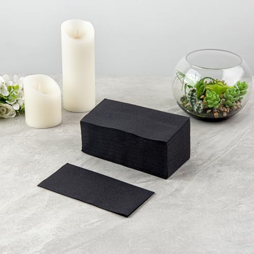 Luxenap 15.8 X 7.9 Inch Linen-Feel Guest Towels, 600 Hand Towels - ¼ Fold, Air-Laid, Black Paper Dinner Napkins, Disposable, for Restrooms, Kitchens, and Tables - Restaurantware by Restaurantware - Image 3
