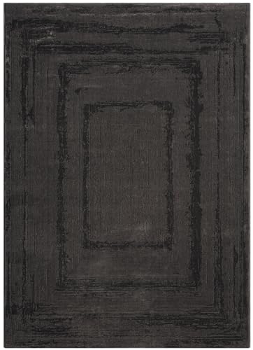 VIMODA Teppich Wohnzimmer Schlafzimmer Modern Hoch&Tief Bordüre Qualitativ 3D Effekt,Maße:160x230 cm;Farbe:Anthrazit