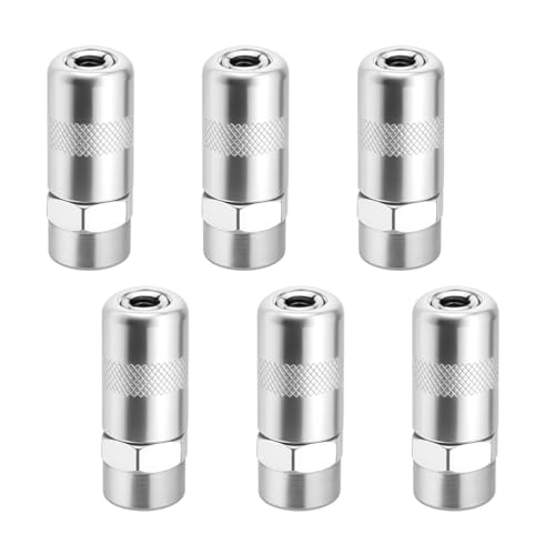 Norkmdi Car Grease Gun Couplers, 6PCS Steel Heavy Duty Vehicle Grease Gun Nozzle Tip Replacement with 1/8