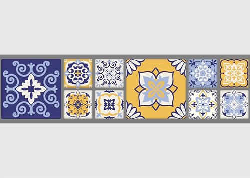 AG Design Cenefa autoadhesiva de patchwork vibrante, AWB 8462, resistente al agua, decoración para paredes, muebles, papel pintado, revestimientos de paredes y puertas, lámina | ancho 500 cm x alto