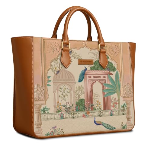 Image of The Purple Tree Handcrafted Women's Tote Bag with Vegan Leather Handles & Indian Prints, Shoulder Tote Bag and Handbag for Office and College (Pack of 1)