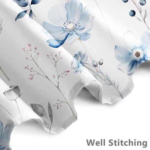 Rideau de douche 183x183 cm floral bleu et gris imperméable