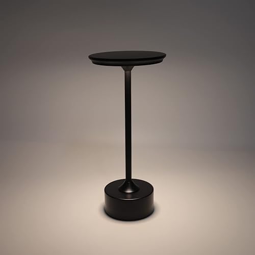 Miniatura 6 de VBESTLIFE Lámpara de mesa inalámbrica recargable, lámpara USB portátil de escritorio con pantalla acrílica circular, 3 niveles de brillo, lámpara