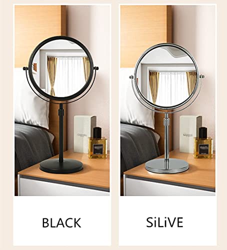 Hihia 19 Inch Tabletop Makeup Mirror 8 Inch Double-Sided 7X Magnification, High Adjustable Mirror With Pedestal For Bathroom, Standing Chrome Finish (Silver) #TOP4