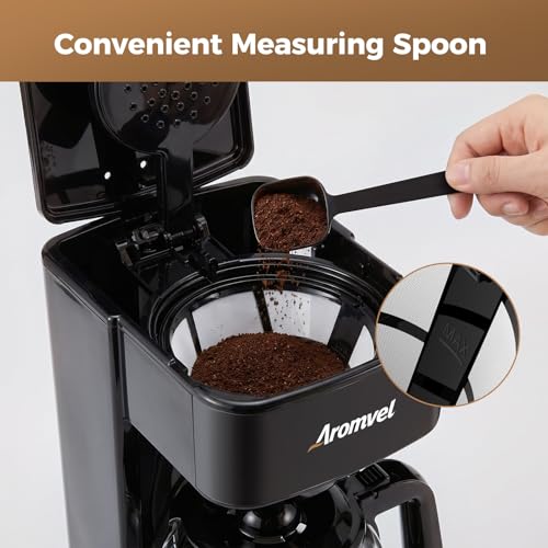 Image of 12 Cup Programmable Coffee Maker, 24-Hour Delay Brew, Drip Coffee | Large 1.8L Water Tank, Drip Coffee Machine with Glass Carafe & Reusable Filter, Measuring Spoon, 4-Hour Auto Keep Warm,Black