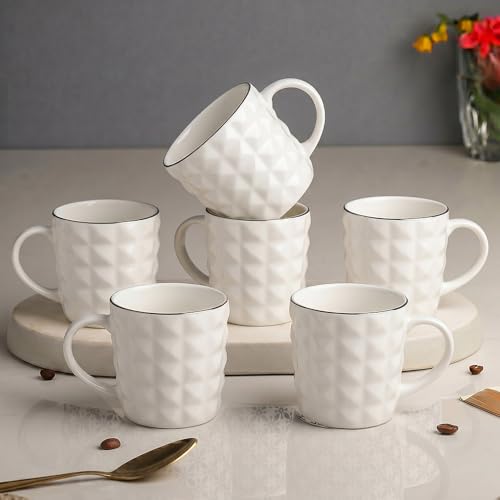 Image of U.P.C. UPC Set of 6 Coffee Mugs New Modern Design Fine Bone China Ceramics Tableware,