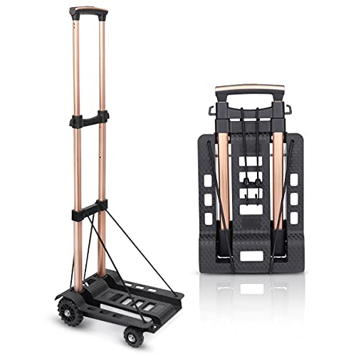 Gimify Folding Hand Truck Luggage Cart Dolly Hand Truck 90 lbs Capacity Utility Cart with 4 Wheels Compact Lightweight for Moving, Shopping, Travel, Auto, Home Office Use