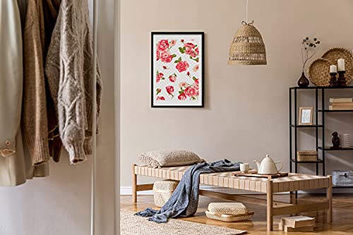 Tableau Peinture Photo 50x70 cm sous cadre en bois moderne motif roses
