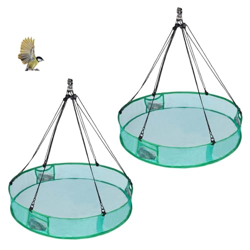 wisunichan 2Pcs Bird Seed Catcher for Outdoor Feeders, Bird Feeder Trays to Catch Seed, Upgraded Version Can Prevent Strong Winds. (24 inches)