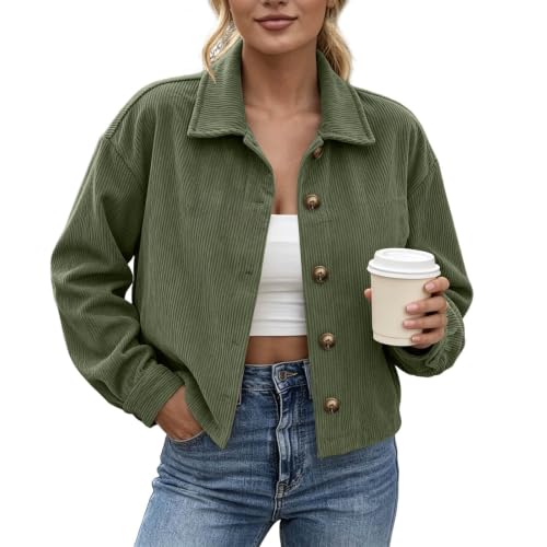 Fall Coats for Women Corduroy Jacket Cropped Cardigan Button Down Shacket - image 1