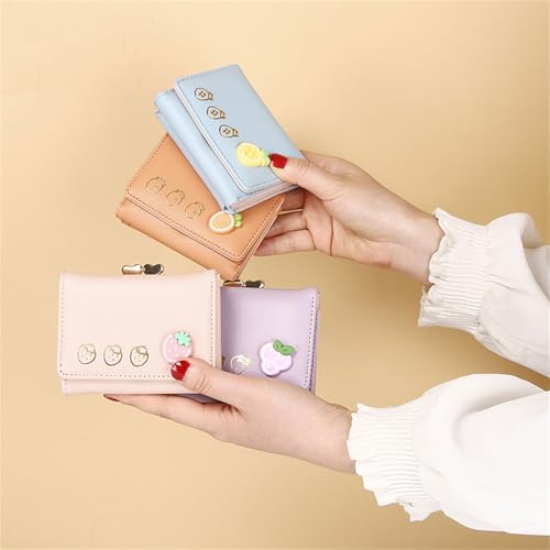 Women's Wallet Fashion Strawberry Wallets Card Holder Cartoon Small Leather Pocket Purse for Women Girls Ladies, Blue, 10.5x3x8.5cm2