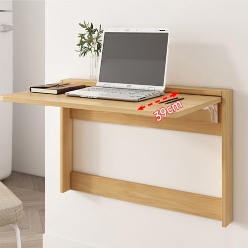 Table flottante murale robuste au design épuré en bois véritable