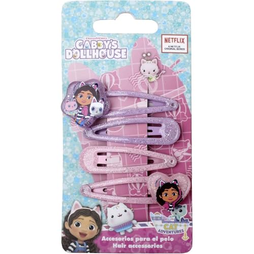 Gabbys Dollhouse Haarspangen-Set | Kinder-Accessoires mit Glitzer und Charakteren aus der Netflix-Serie