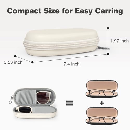 Image of Double Eyeglasses Case, Dual Glasses Sunglasses Organizer with Zipper Closure, Eyewear Storage Box for Men Women Travel