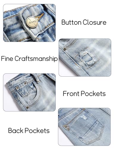 SEAUR Boys Ripped Denim Jeans Cotton Skinny Fit Distressed Pants Kids Classic Washed Bottoms4