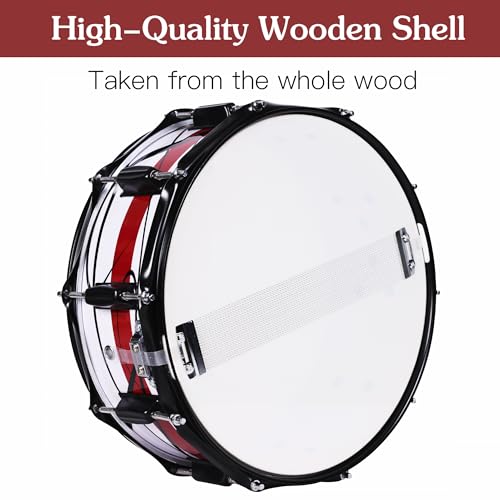 Lexington SD300M-WR Snare Drum Set Student Wood Shell 14 X 5.5 Inches with 10 Lugs, Includes Drum Key, Drumsticks and Strap, Irregular Graphs - Thumbnail 4