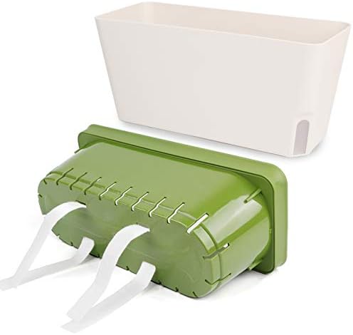 OurWarm Self Watering Plant Pots, Set of 3 10.5 Inch Rectangular Windowsill Herb Planter Box, Modern Plastic Flower Pots for Indoor Outdoor Garden Office Patio, Planters with Drainage Hole Hidden Tray