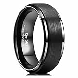 King Will 8mm Black Tungsten Carbide Ring Two Tone Men Wedding Band High Polished Comfort Fit 9