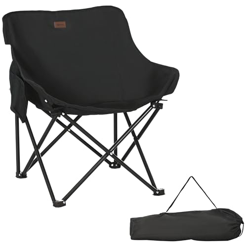 Chaise de camping pliable compacte légère avec pochette et sac noir - 2