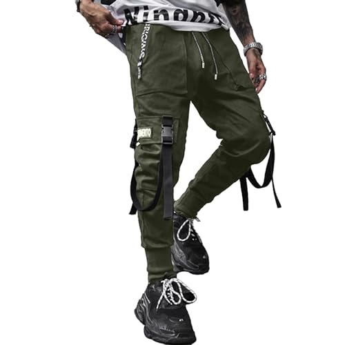 XYXIONGMAO Men's Jogger Pants Techwear Hip Hop Harem Streetwear Tactical Track Pants, Green, Medium
