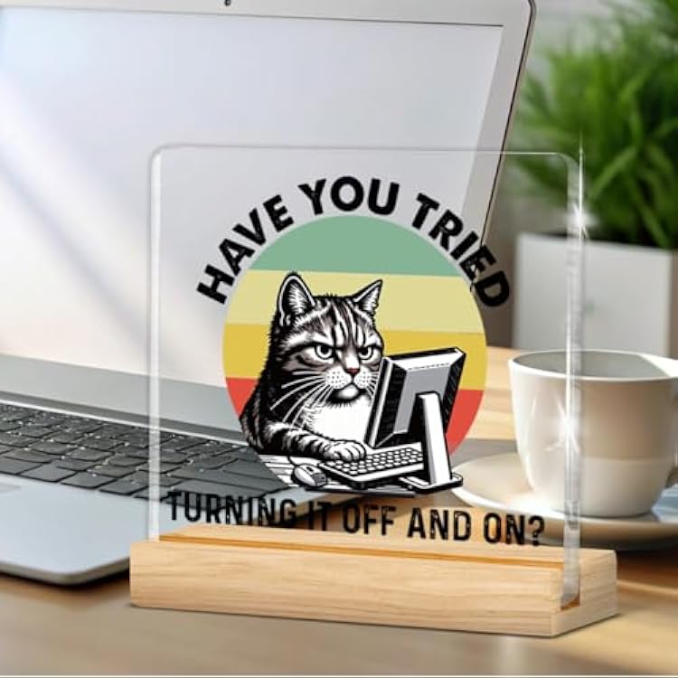 Funny Tech Guys Office Decor, Humorous Gifts for IT Team Technical Tech Guys Engineers Programmer, Technician Gifts Engineer Gift Acrylic Plaque Sign Office Desk Decor