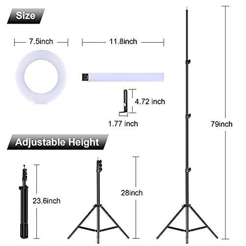 Kit de luz de anel GVM com tripé, luz circular de LED 90W com barras de luz destacáveis ajustáveis 3