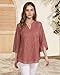 Timeson Work Blouses for Women Office: 3/4 Sleeve - Dressy Tops - Business Casual Ladies Professional Attire Junior V Neck Interview Formal Outfits Semi Sheer