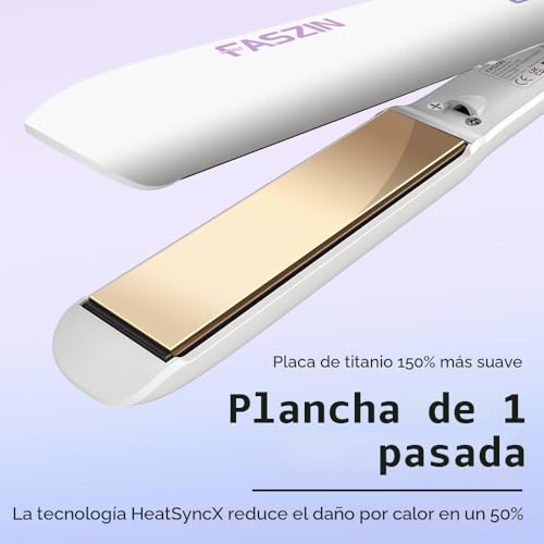 Miniatura 2 de Faszin Planchas Del Pelo 2 En 1, Calienta En 20s Plancha Pelo, De Titanio Con Iones Plancha De Pelo, Pantalla Lcd Clara, Ideal Para Alisar, Rizar Y Crear Ondas Blanco