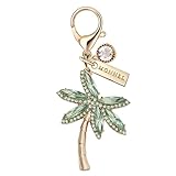 MONNEL MC384 Crystal Coconut Tree Lobster Clasp Charm for Women with Velvet Bag (Green,1 Piece)