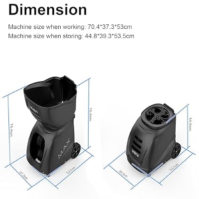 PT-MAXC Tennis Ball Machine for Professional Training with App/Remote/iWatch Control, Multiple Training Drills-Programming/AI Drills/Full-court Coverage,145+Balls Capacity&5-7Hours Battery Life