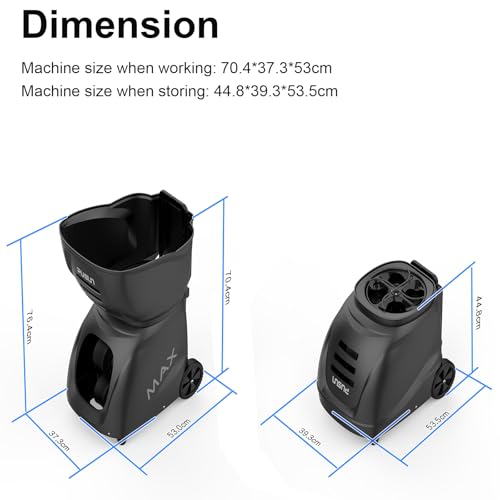 Tennisballmaschine PUSUN PT-Max C, Padel- und Tennisballwerfer mit 145+ Bällen, Dual-Control über App und Fernbedienung, 35 Bälle, selbstprogrammierbar, tragbar