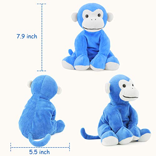 Weigedu Ape Monkey Stuffed Animal Plush Toys, Soft Cute Monkey Toy For Toddlers Child Kids Babies Birthday Gift, 7.9" Blue #TOP5