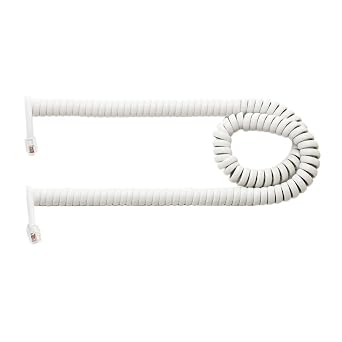 AMZTOP ZTL-CC06WH Miyoshi MCO Handset Curl Cord, Cross Wiring, 0.6 m When Contracted, Approximately 12.8 ft 3.5 m, 4 Poles, 4 Cores, White