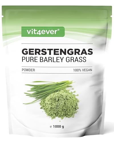 vit4ever Hierba de cebada 1000 g polvo de hojas jóvenes – Premium de Países Bajos – Rica en vitaminas y minerales – 100% hierba de cebada – Vegano – natural puro – Superalimento