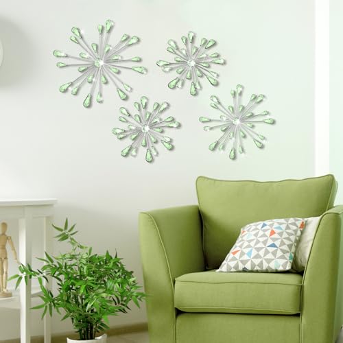 Hicarer 4 Pcs Starburst Wall Decor, Bling Metal Wall Art, Green by Hicarer - Used condition - Image 6