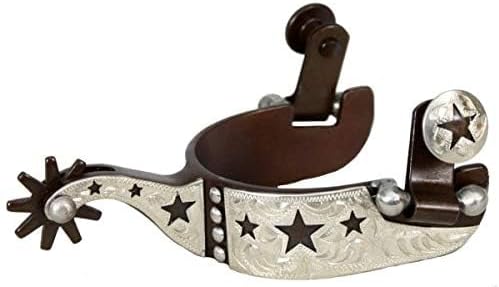 Showman Youth Size Antique Brown Steel Silver Show Spurs w/Cut Out Stars